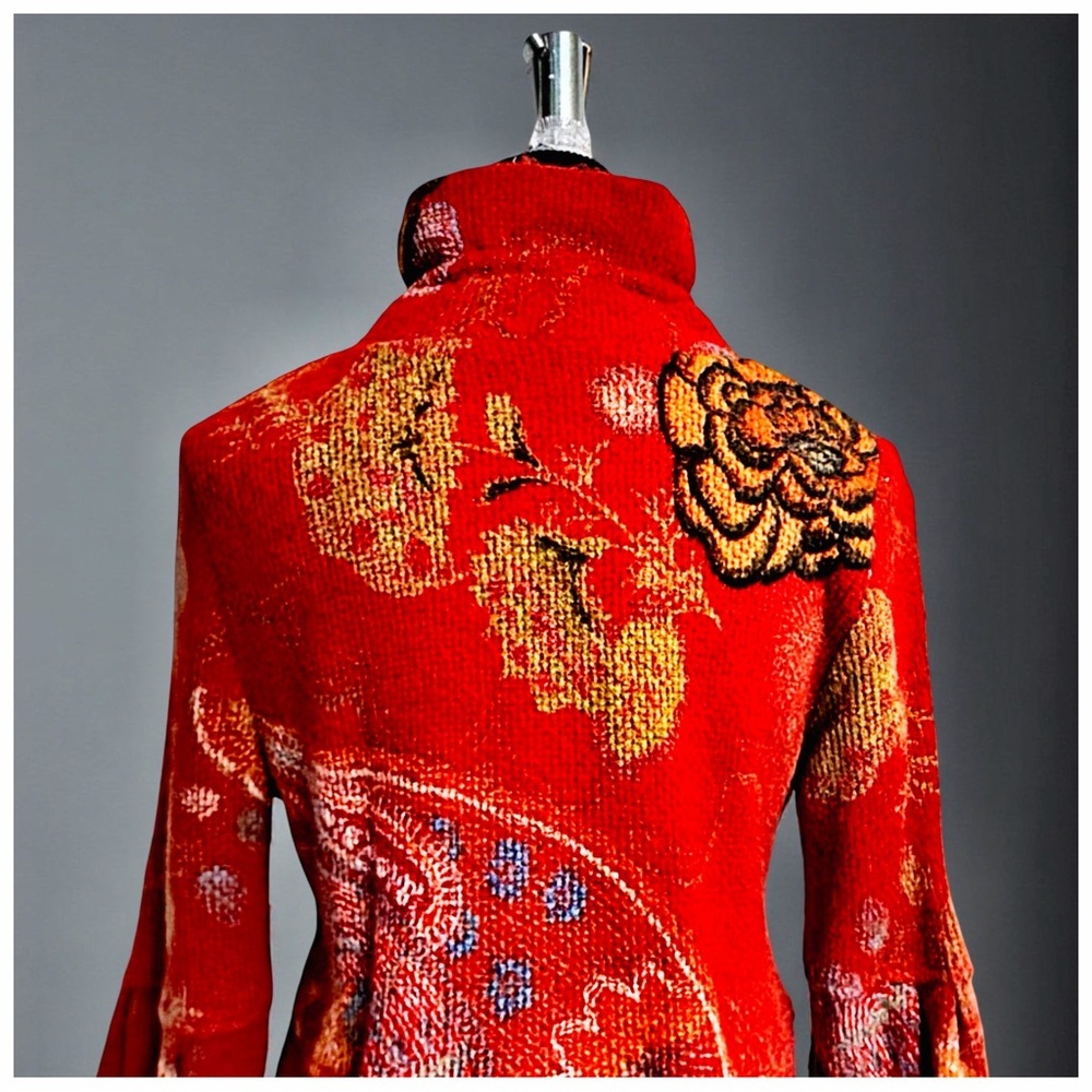 Damee Inc. Artful Textured Cardigan – Red Multi (Size Small) - Picture 9 of 13